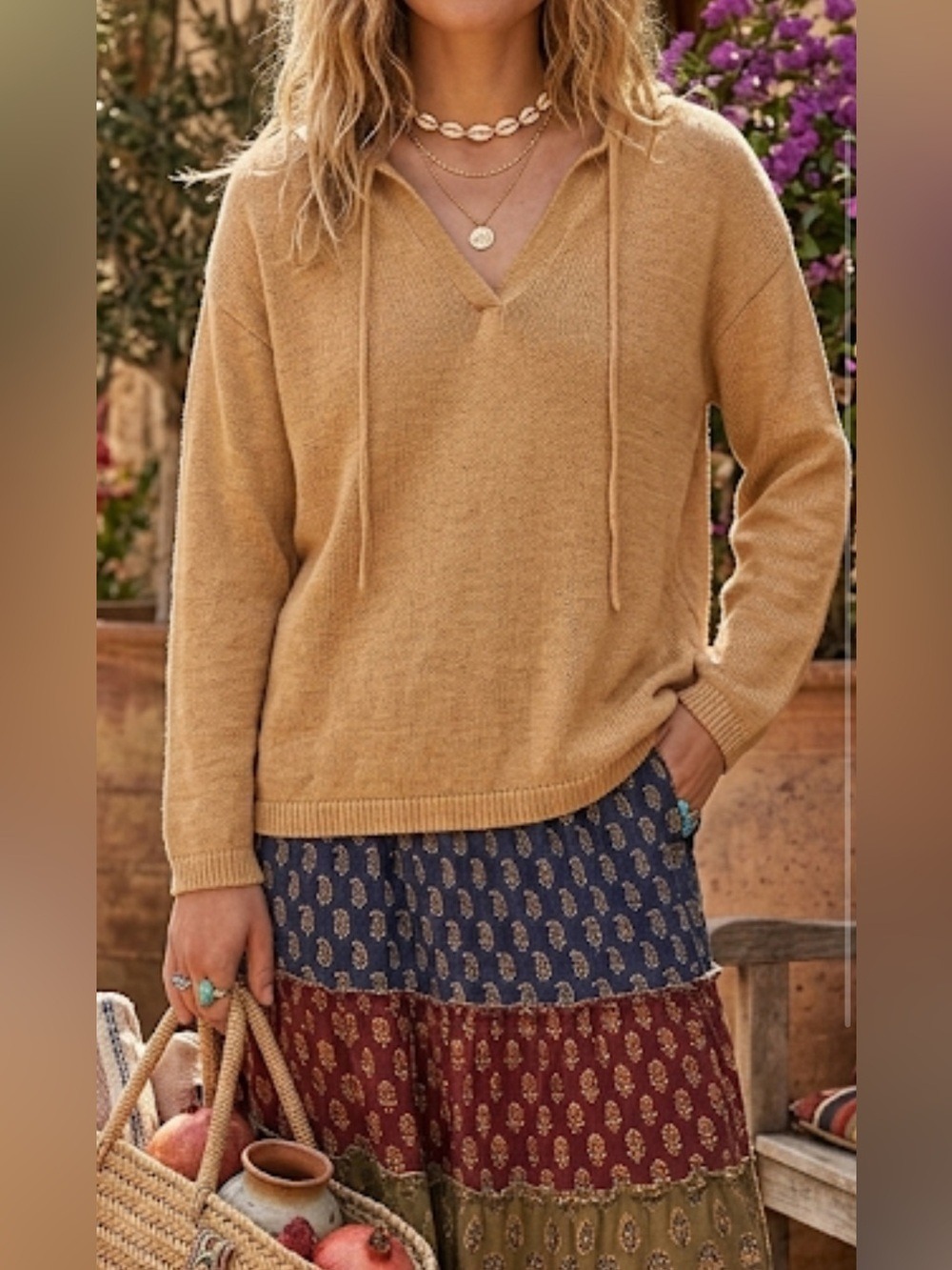 J. Crew Cotton/Tie-Neck Sweater - Tan - Women’s XS